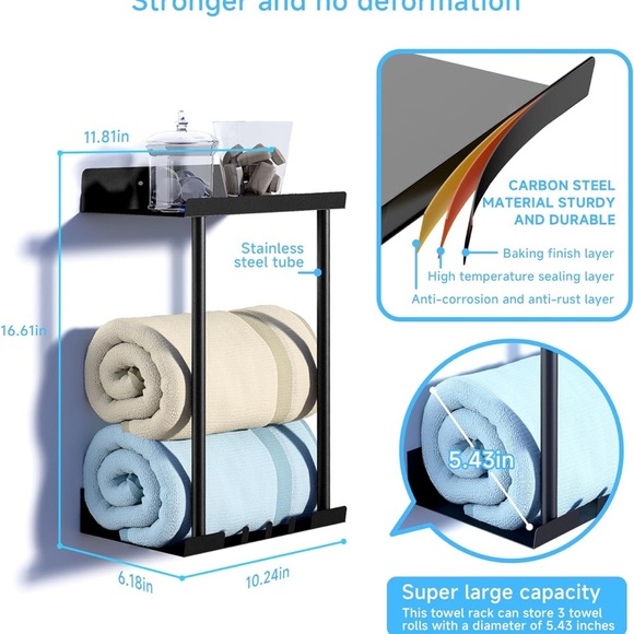 2 Tier Wall Towel Holder rrm - Picture 3 of 4